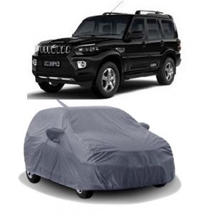 Body Cover for Scorpio New Water Resistant Polyester Fabric with Mirror Pocket Slots_Grey Colour